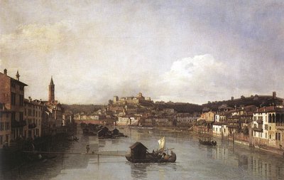 ポンテヌオーヴォからのヴェローナとアディジェ川の眺め 作： Bernardo Bellotto